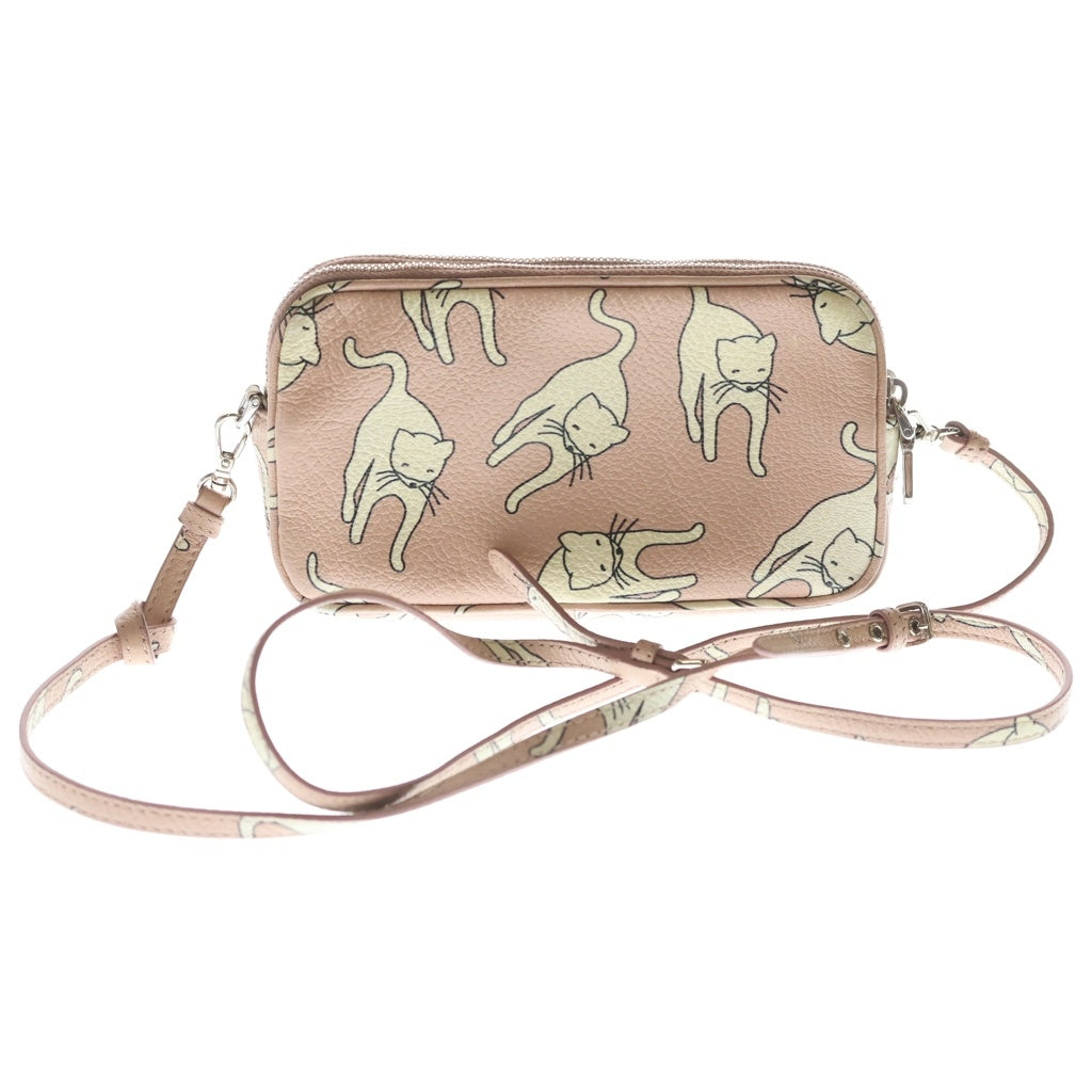 miumiu(ミュウミュウ) マドラス キャット プリント ミニショルダーバッグ ピンク レザー 5ZH011 シルバー金具 レディース