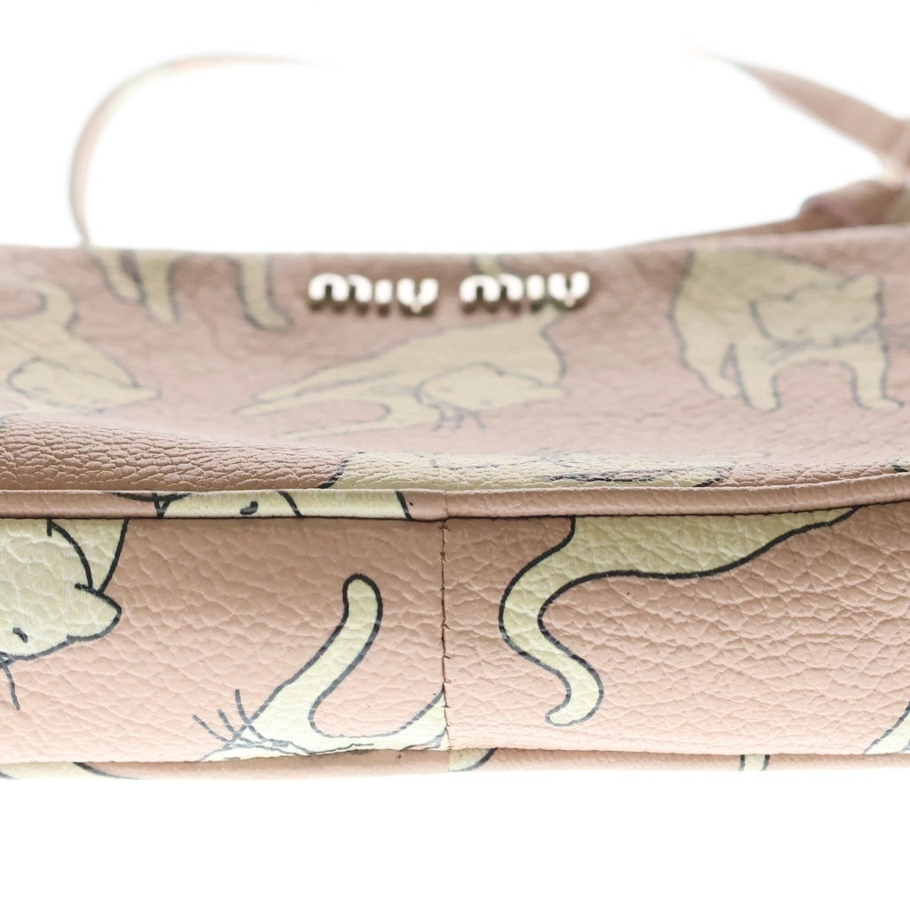 miumiu(ミュウミュウ) マドラス キャット プリント ミニショルダーバッグ ピンク レザー 5ZH011 シルバー金具 レディース