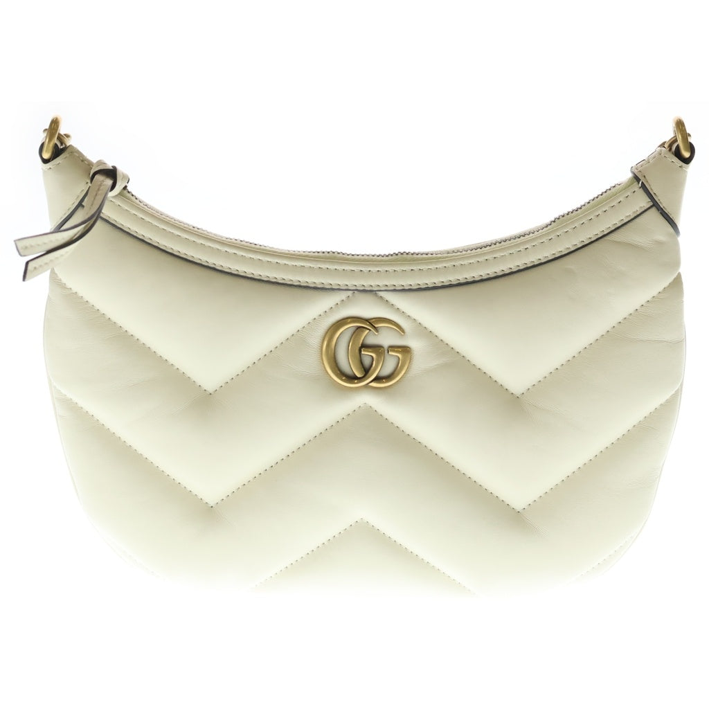 GUCCI(グッチ) GGマーモントスモールワンショルダー ショルダーバッグ ホワイト レザー 777263 ゴールド金具 レディース