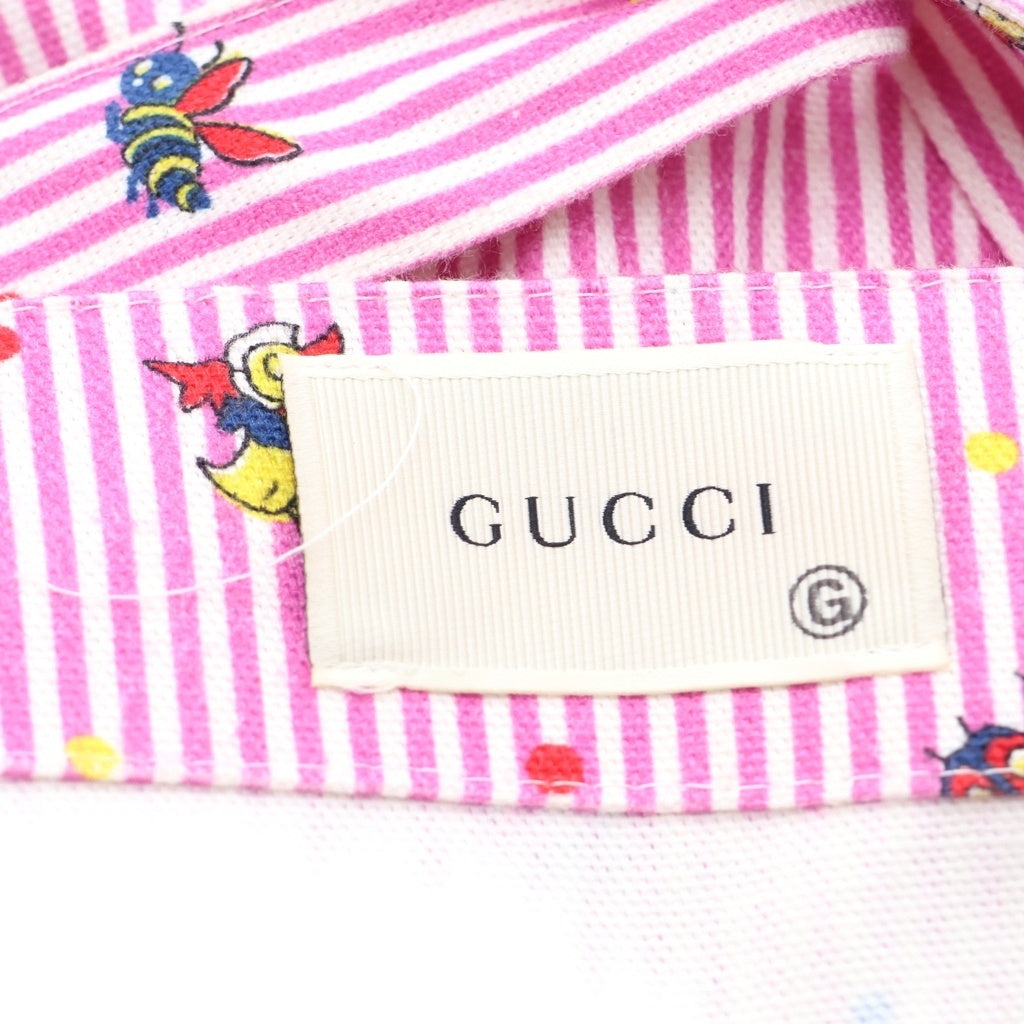 GUCCI(グッチ) トートバッグ アヒル てんとう虫 ストライプ ピンク/ホワイト レディース
