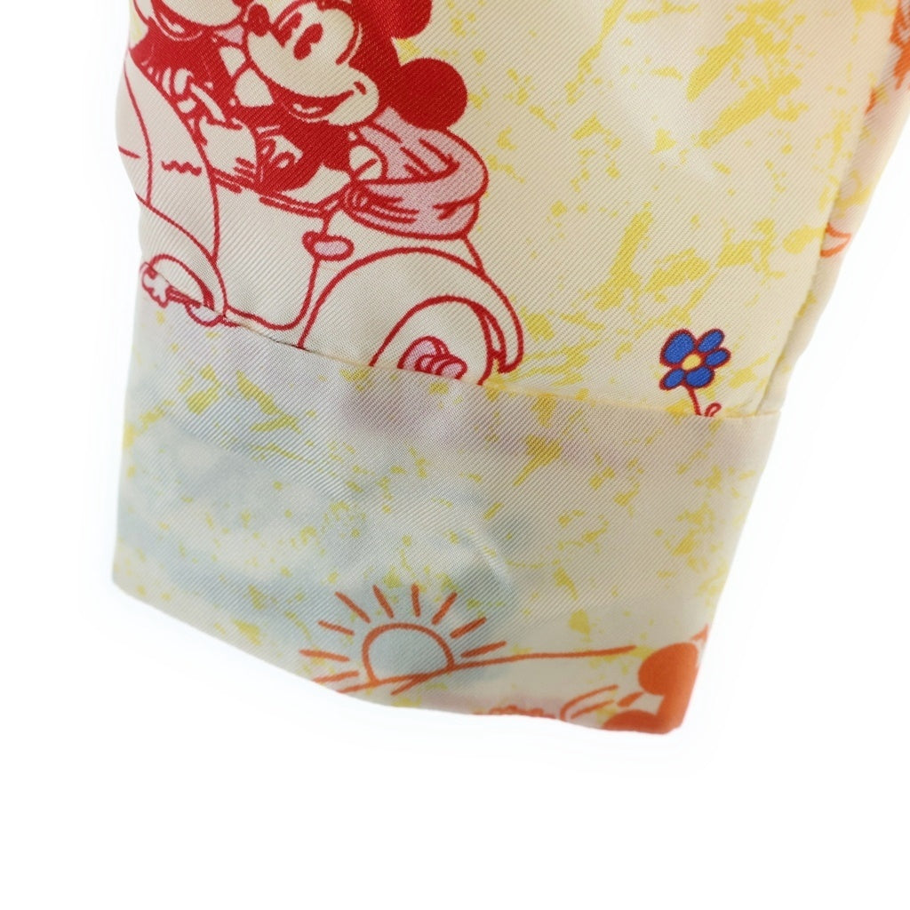 GUCCI(グッチ) ×Disney ディズニー ミッキー ミニー 総柄プリント 丸襟 シルク ロングスリーブ 長袖シャツ イエロー 609427