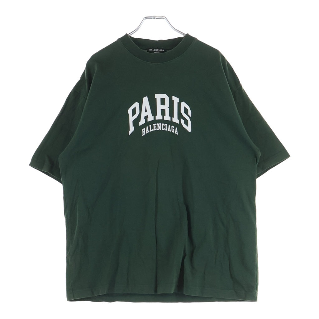 BALENCIAGA(バレンシアガ) PARIS パリ ロゴプリント 半袖Tシャツ カットソー グリーン 612966 TLVL7