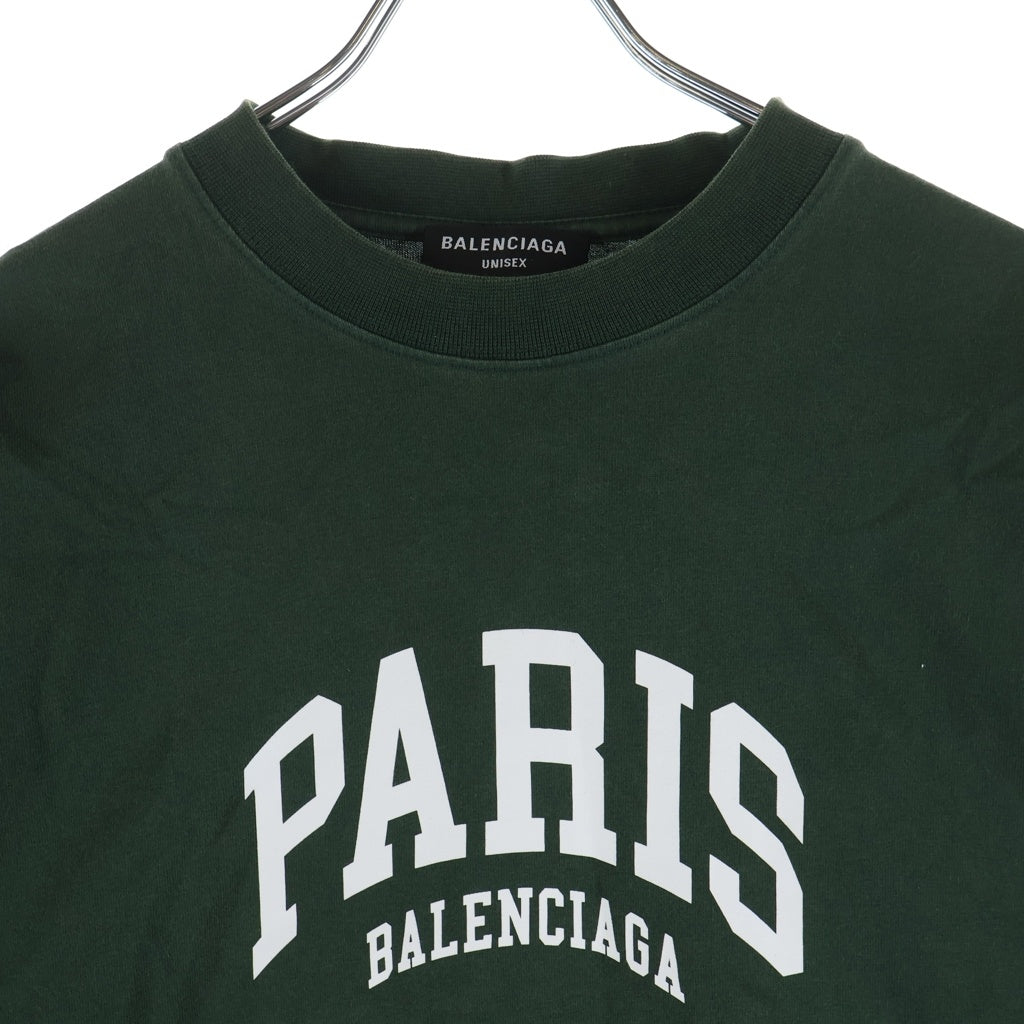 BALENCIAGA(バレンシアガ) PARIS パリ ロゴプリント 半袖Tシャツ カットソー グリーン 612966 TLVL7