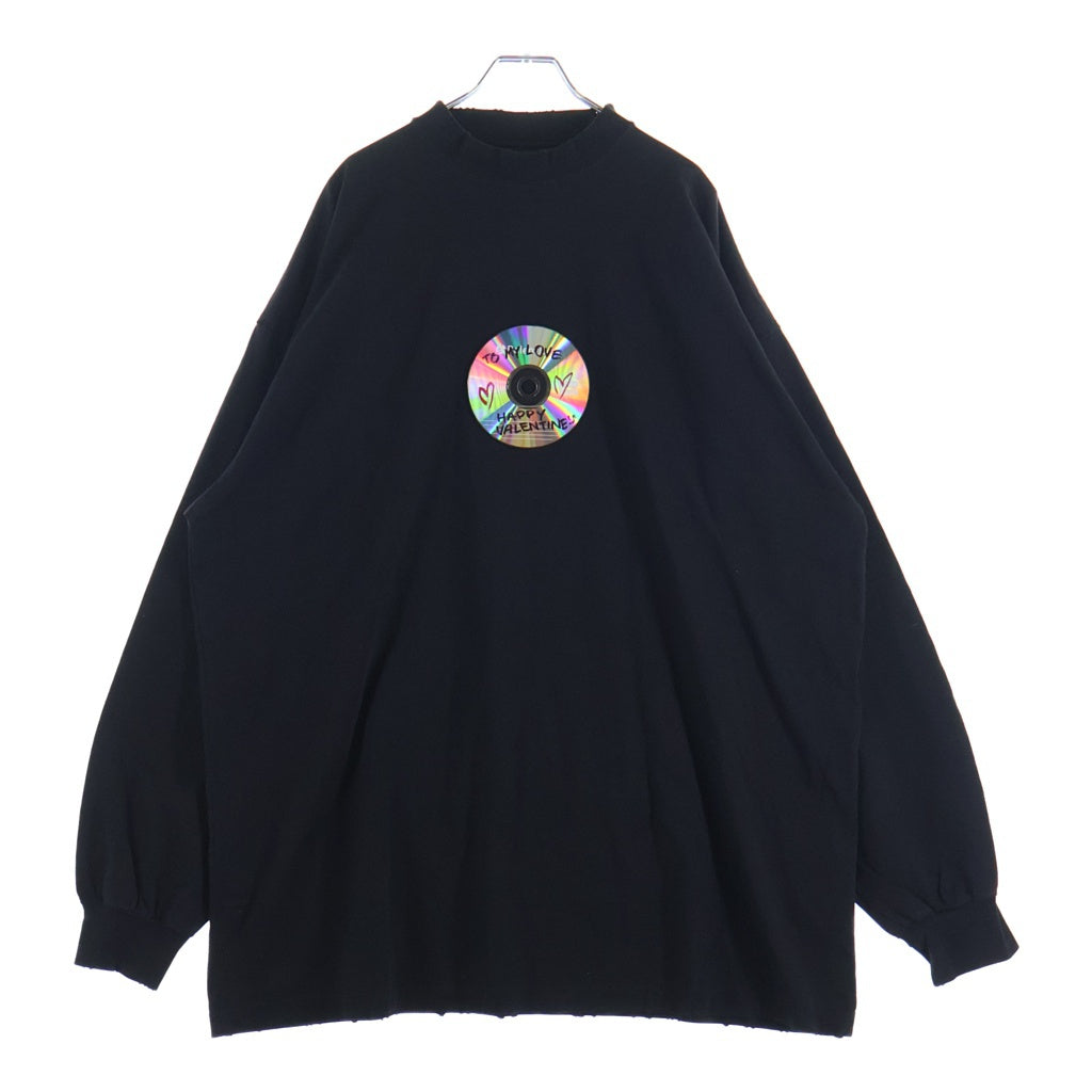 BALENCIAGA(バレンシアガ) TO MY LOVE VALENTINE CD LS T-shirt logo ヴァレンタイン ダメージ加工 ロングスリーブ Tシャツ ブラック 739027 TQVE4 1055