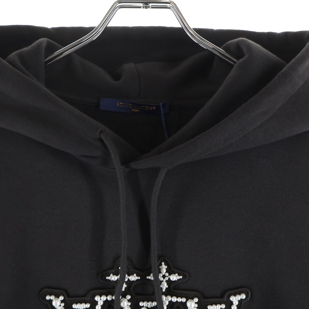 LOUIS VUITTON(ルイヴィトン) 25SS パールエンベリッシュド ロゴ プルオーバー スウェット パーカー フーディー ブラウン RM251M ZA8 HSY92W