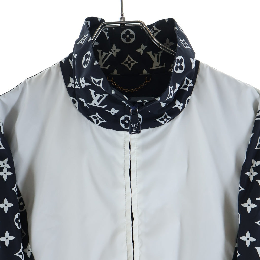 LOUIS VUITTON(ルイヴィトン) 24AW モノグラムプリント ナイロン テクニカルトラックトップ ジップアップ ジャケット ネイビー/ホワイト RM242M MJW HRB83W