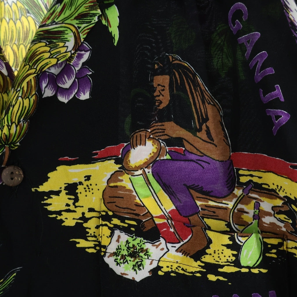 WACKO MARIA(ワコマリア) JAMAICA L/S HAWAIAN SHIRT ジャマイカ ハワイアン 長袖シャツ アロハ レーヨン ブラック