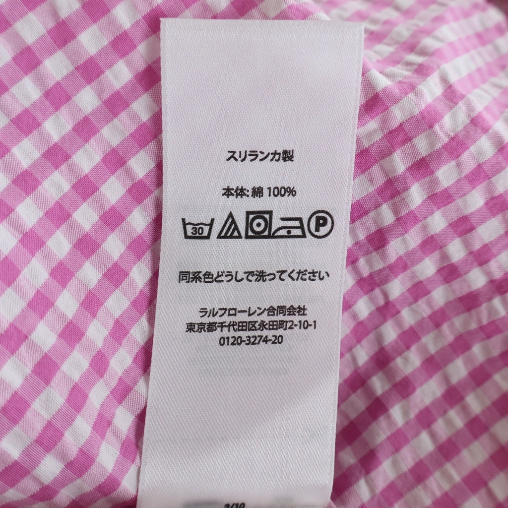 POLO RALPH LAUREN(ポロラルフローレン) シアサッカー ギンガムチェック ボタンダウン 長袖シャツ コットン ピンク/ホワイト