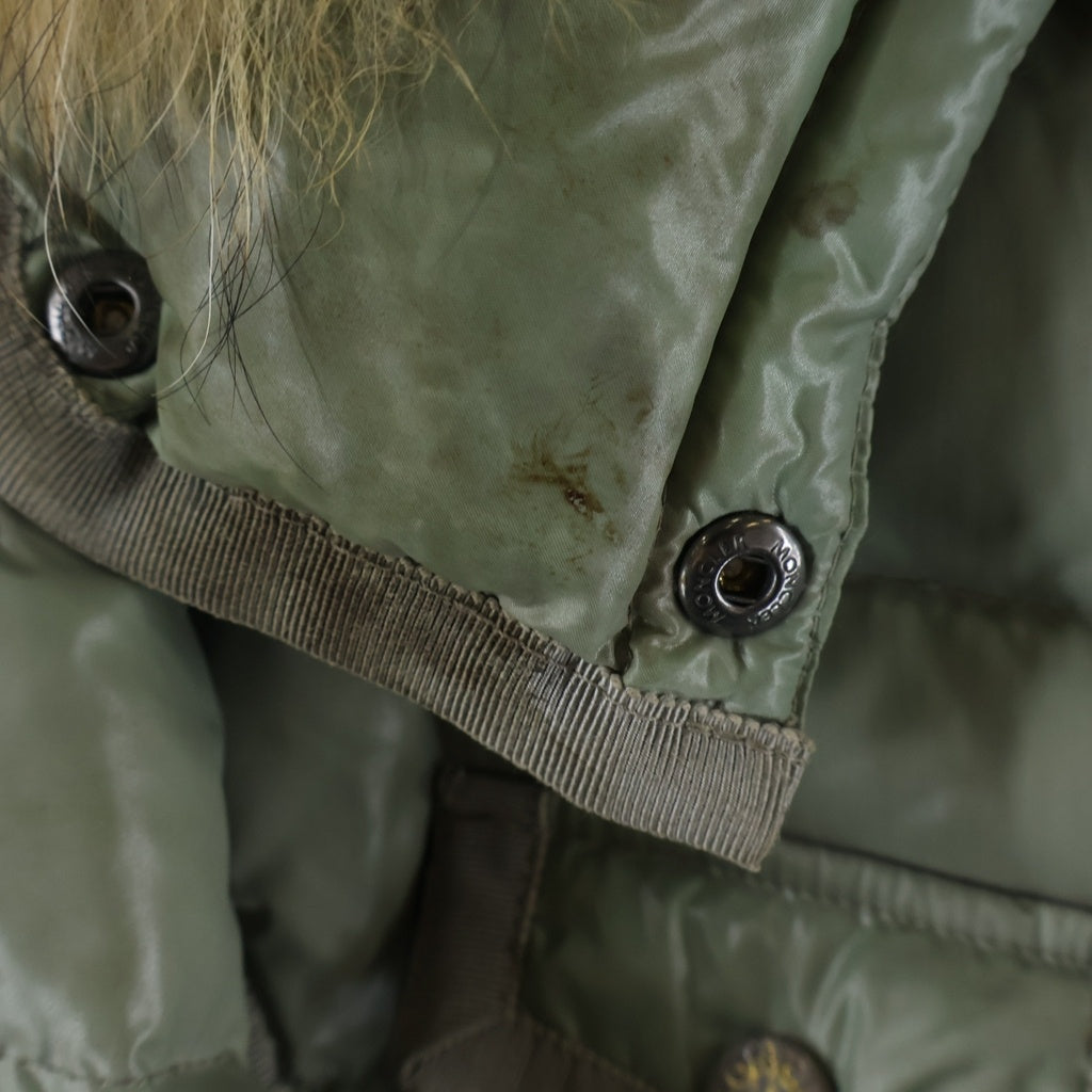 MONCLER(モンクレール) HERMIFUR エルミファー フーデッド ジップアップ ダウン ロング ジャケット コート カーキ レディース