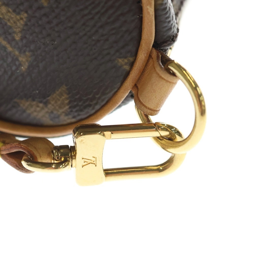 LOUIS VUITTON(ルイヴィトン) モノグラム ポシェットパピヨン ミニハンドバッグ ポーチ ケース ブラウン レザー×PVC M51380 ゴールド金具 レディース