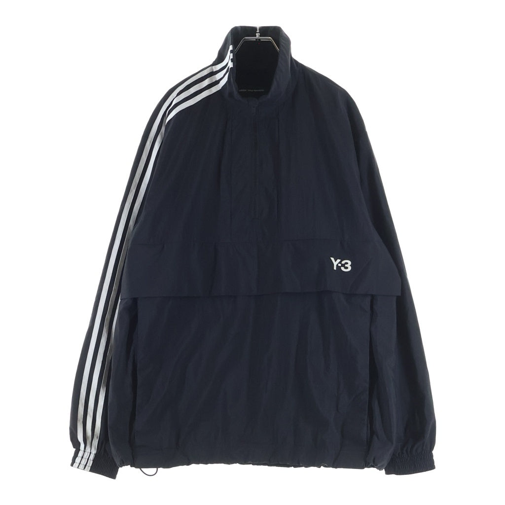 Y-3(ワイスリー) 24AW 3S NYL HZ ストライプ ロゴ ハーフジップ ナイロン トラックジャケット ブラック JD9796