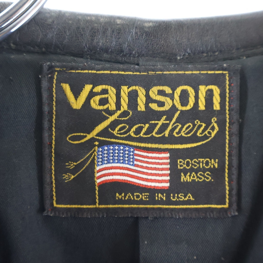 VANSON(バンソン) ワンスター レザー ジップアップ シングルライダースジャケット ブラック 15737P08