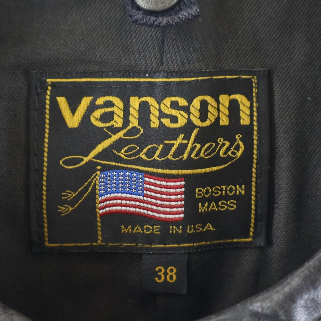 VANSON(バンソン) ボーンジャケット レザー ジップアップ シングルライダース ジャケット ブラック