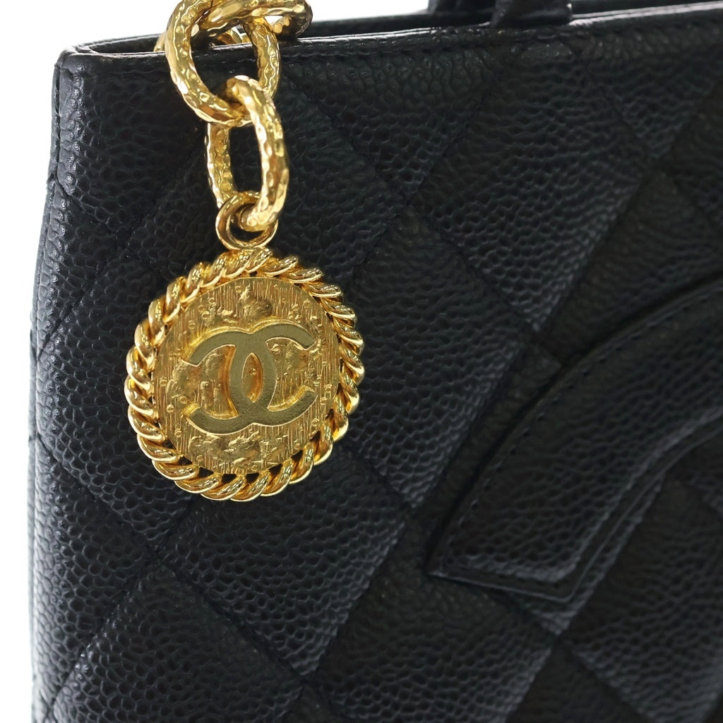 CHANEL(シャネル) ココマーク 復刻トート キャビアスキン ゴールド金具 トートバッグ ハンドバッグ ブラック レディース