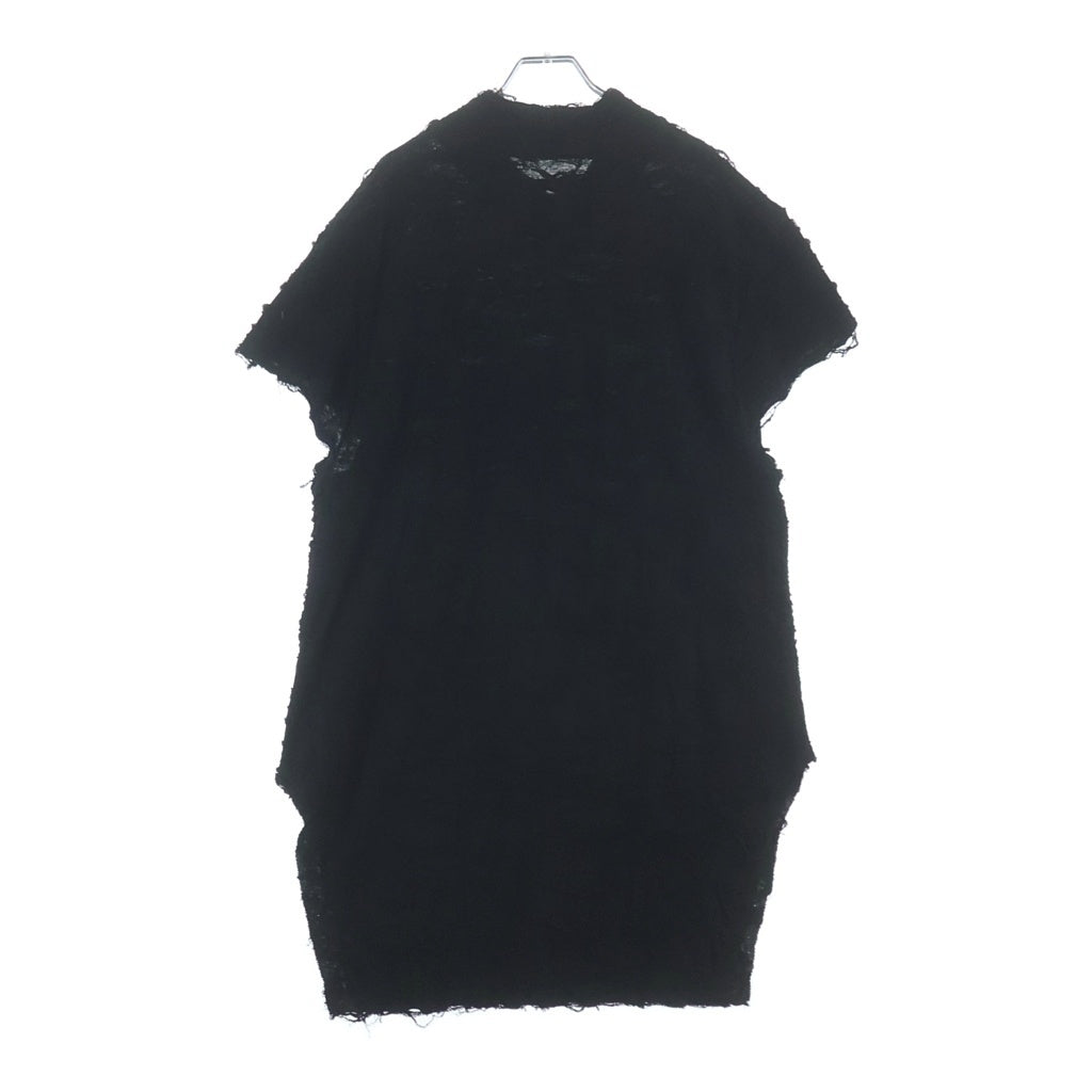 JULIUS(ユリウス) 25SS コットン ダメージ ジャガード ロング 半袖 Tシャツ カットソー ブラック 897CUM3