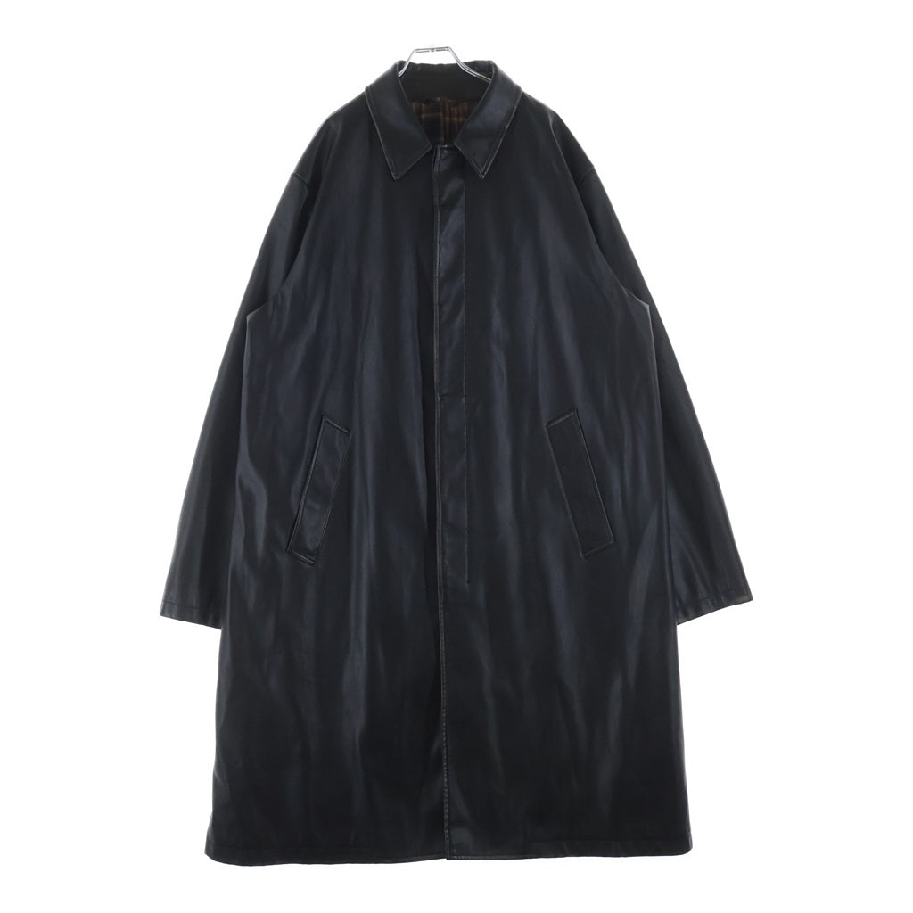 DIESEL(ディーゼル) J-RIVERS ユーズド加工 フェイクレザー ステンカラーコート ブラック A18496 0LHBE
