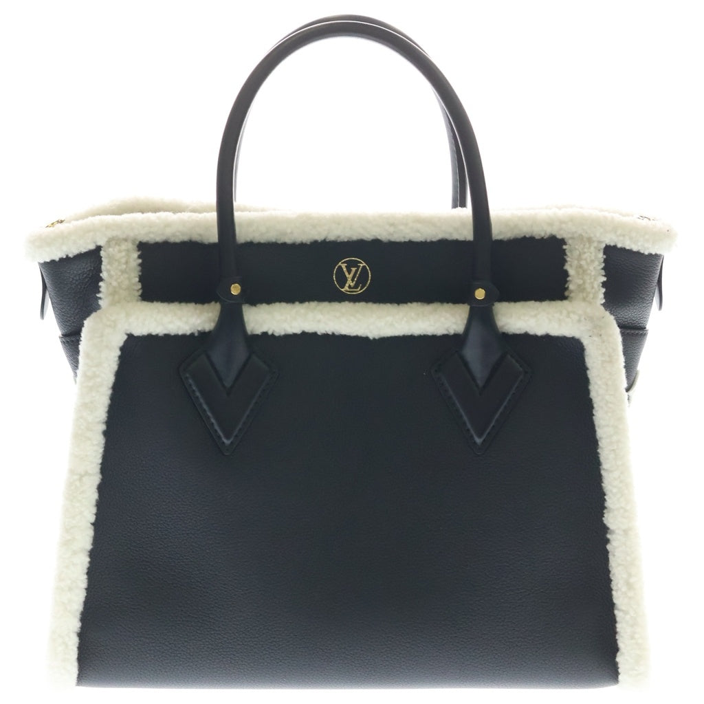 LOUIS VUITTON(ルイヴィトン) オンマイサイドMM カーフレザー シアリング ハンドバッグ ICタイプ M58908 ブラック/ホワイト レディース