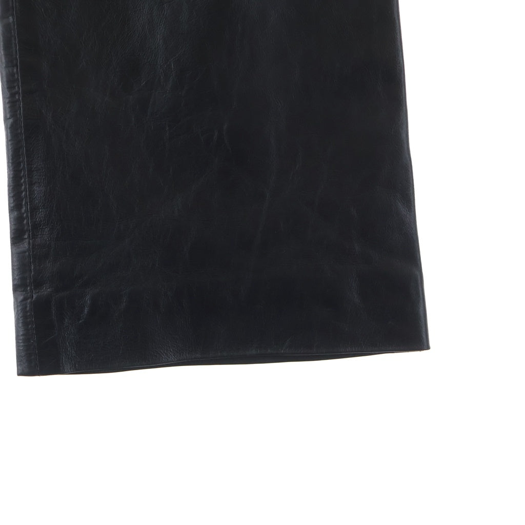 ANN DEMEULEMEESTER(アンドゥムルメステール) レザーパンツ カーフ ボトムス スラックス #38 ブラック レディース