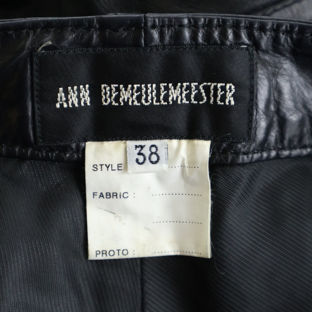 ANN DEMEULEMEESTER(アンドゥムルメステール) レザーパンツ カーフ ボトムス スラックス #38 ブラック レディース