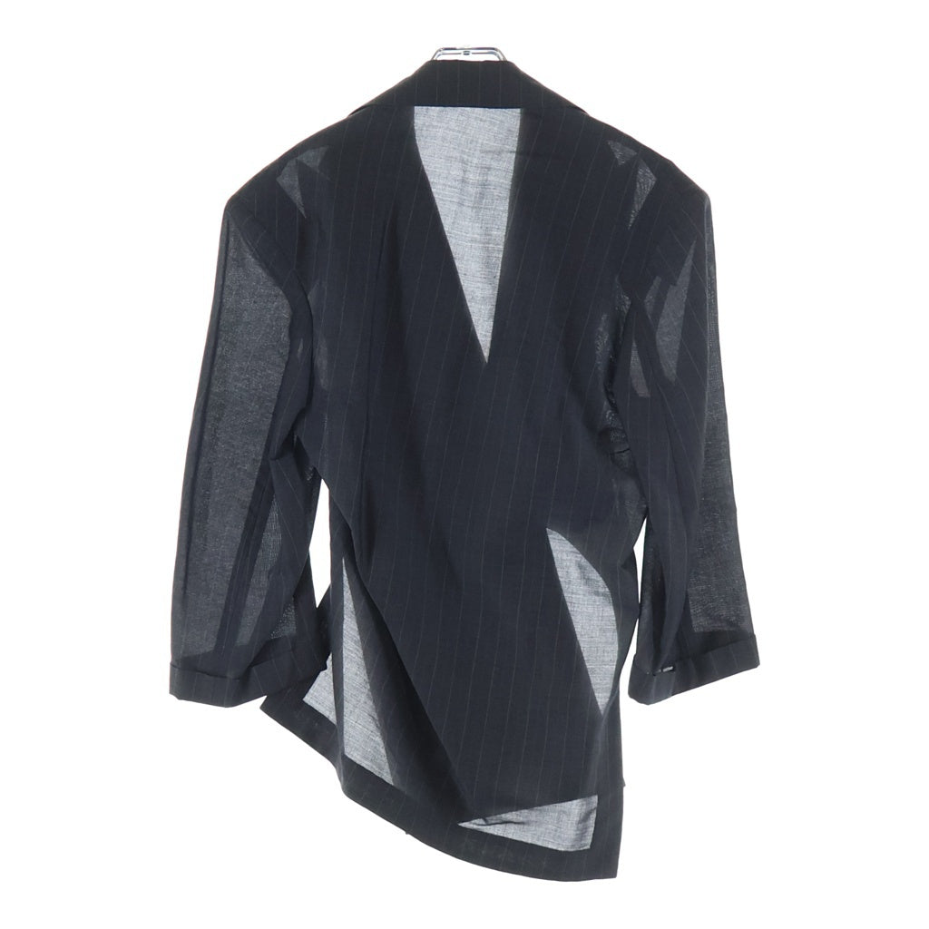 B Yohji Yamamoto(ビー ヨウジヤマモト) セットアップ 変形 ストライプ柄 ピークドラペル 1B ジャケット スラックスパンツ グレー レディース