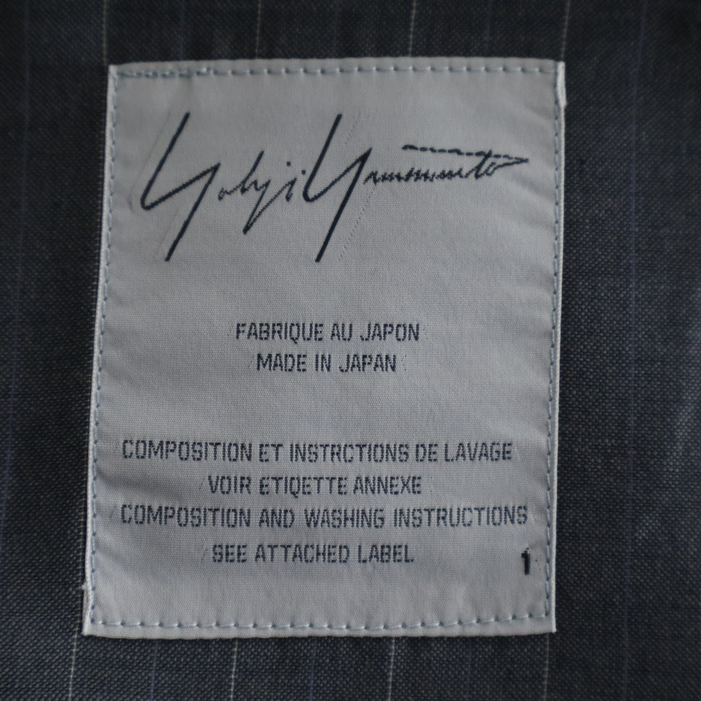 B Yohji Yamamoto(ビー ヨウジヤマモト) セットアップ 変形 ストライプ柄 ピークドラペル 1B ジャケット スラックスパンツ グレー レディース