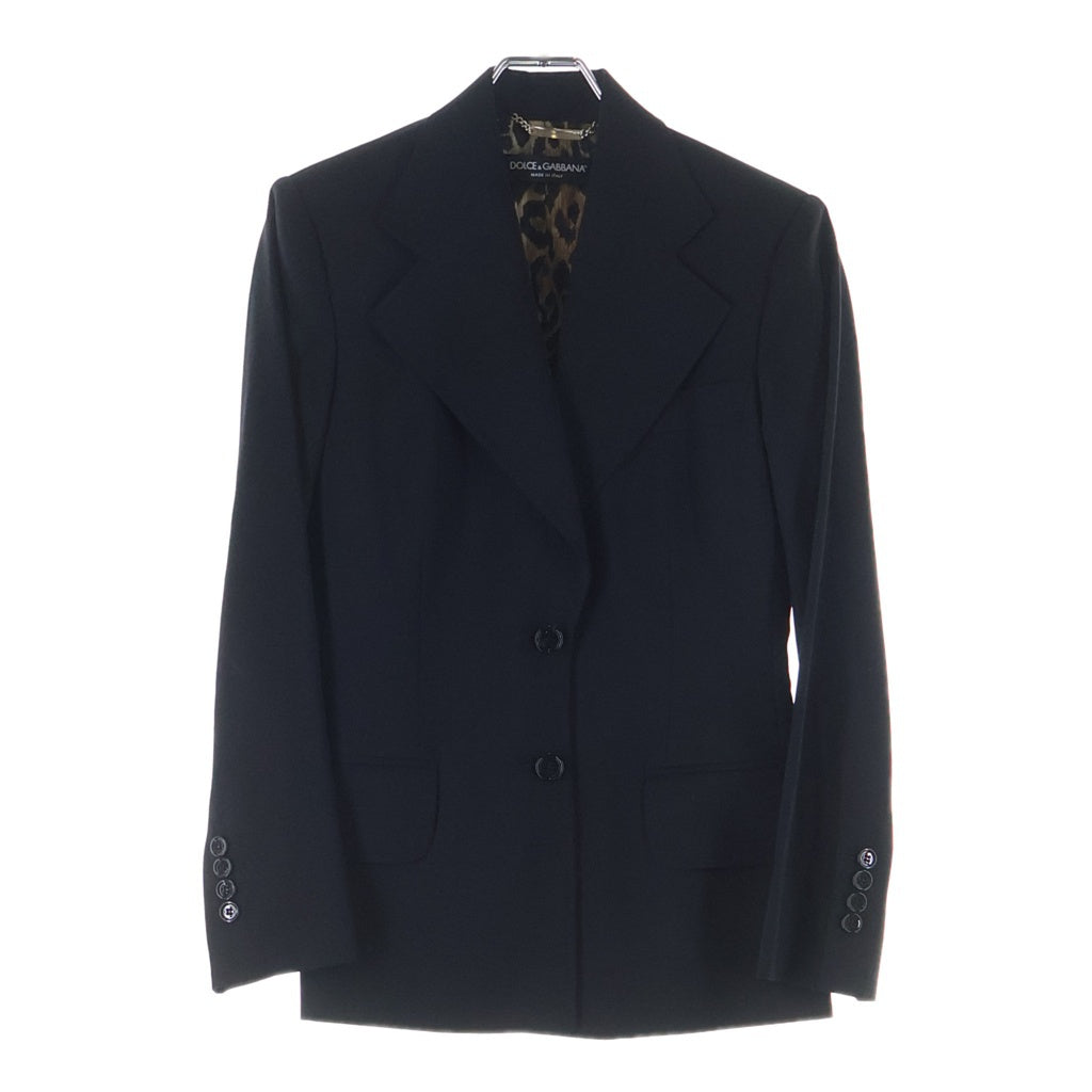 DOLCE & GABBANA(ドルチェアンドガッバーナ) セットアップスーツ ウール レオパード テーラードジャケット スラックスパンツ #38/#38 ブラック レディース