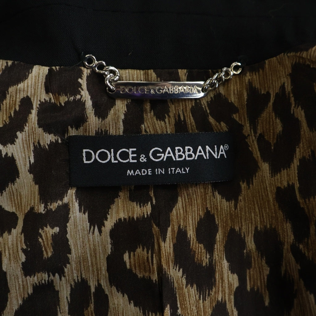 DOLCE & GABBANA(ドルチェアンドガッバーナ) セットアップスーツ ウール レオパード テーラードジャケット スラックスパンツ #38/#38 ブラック レディース