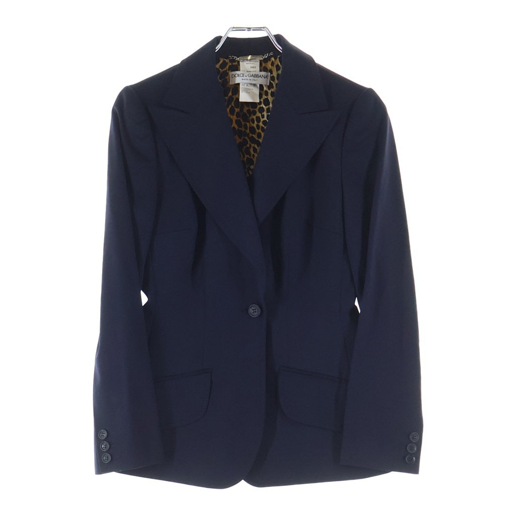 DOLCE & GABBANA(ドルチェアンドガッバーナ) セットアップスーツ ウール レオパード テーラードジャケット スラックスパンツ #40/#40 ネイビー レディース