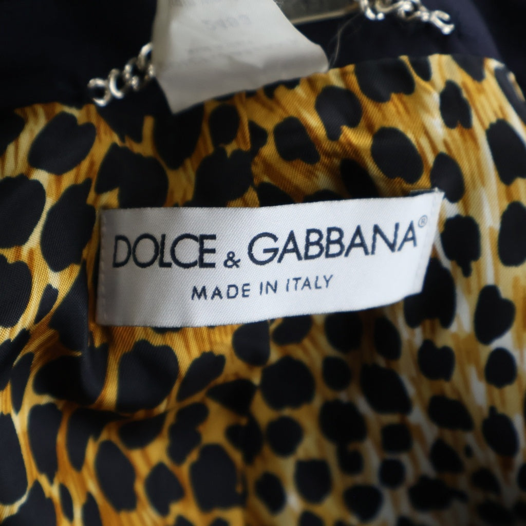 DOLCE & GABBANA(ドルチェアンドガッバーナ) セットアップスーツ ウール レオパード テーラードジャケット スラックスパンツ #40/#40 ネイビー レディース