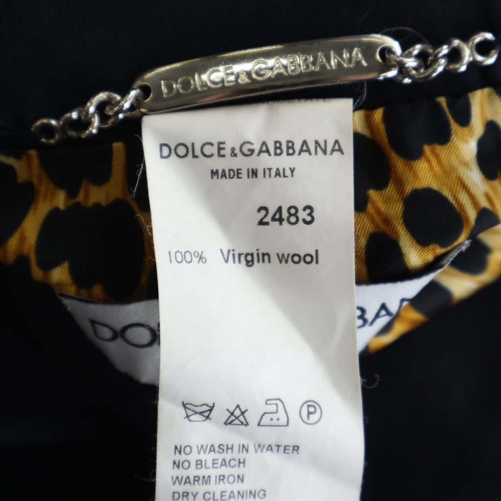 DOLCE & GABBANA(ドルチェアンドガッバーナ) セットアップスーツ ウール レオパード テーラードジャケット スラックスパンツ #40/#40 ネイビー レディース