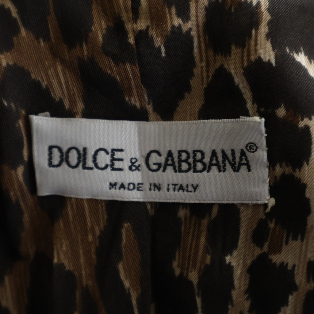 DOLCE & GABBANA(ドルチェアンドガッバーナ) セットアップスーツ ウール ストライプ柄 レオパード ロング テーラードジャケット スラックスパンツ #38/#38 ブラック レディース