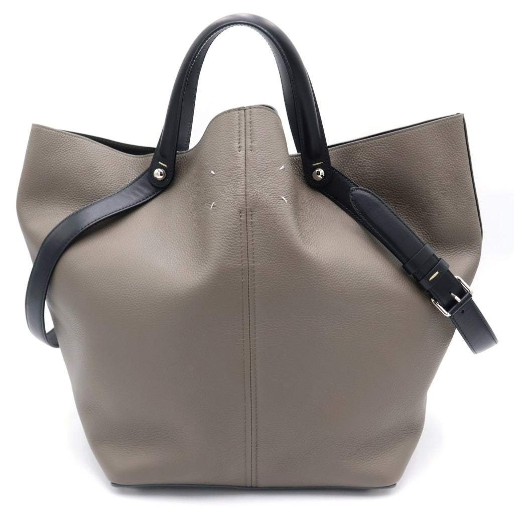 Maison Martin Margiela(メゾンマルタンマルジェラ) ドレサージュ ラージ レザー 2WAY ハンドバッグ ショルダーバッグ グラファイトカーキ レディース