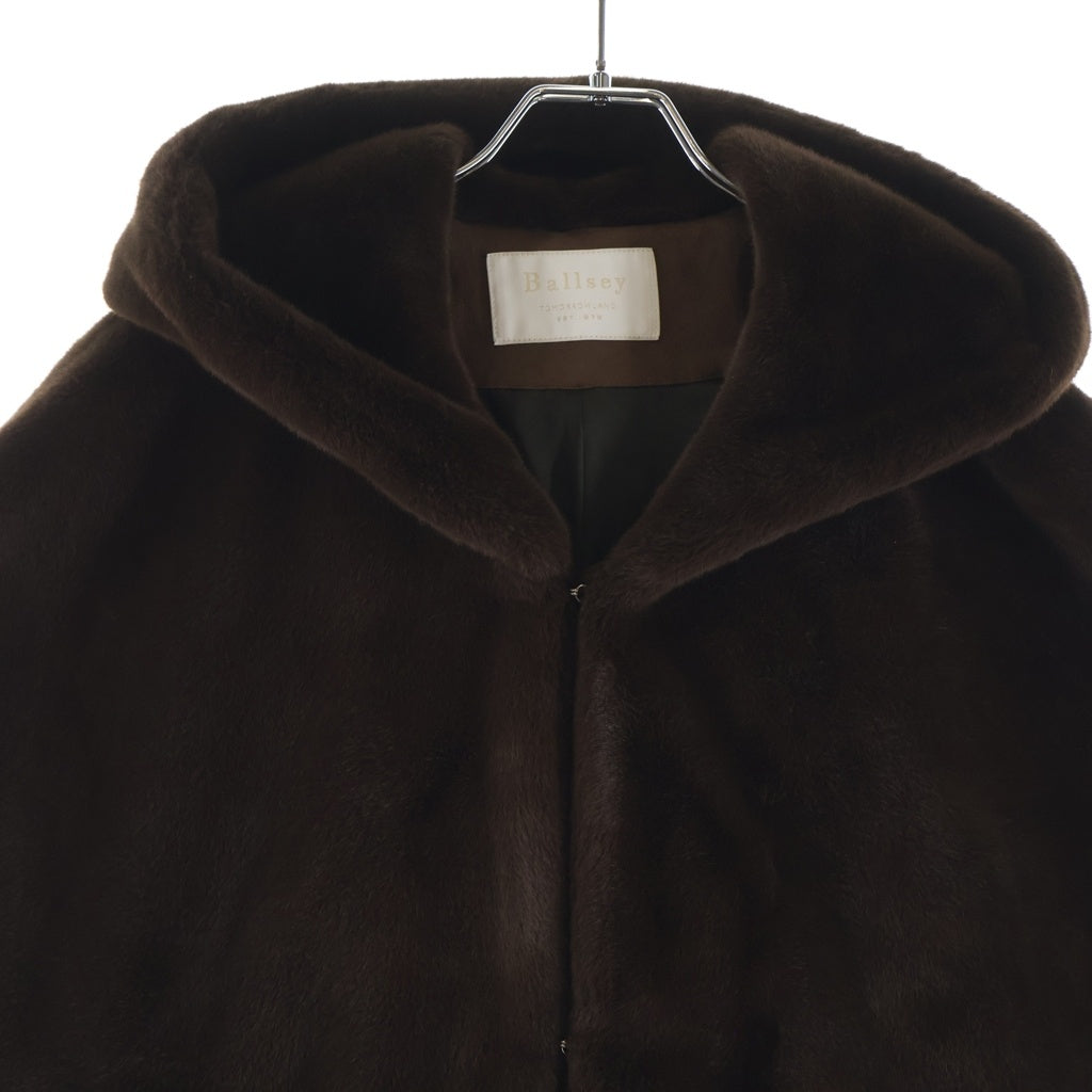 Ballsey(ボールジー) フェイクファー フーデッド コート ブラウン レディース