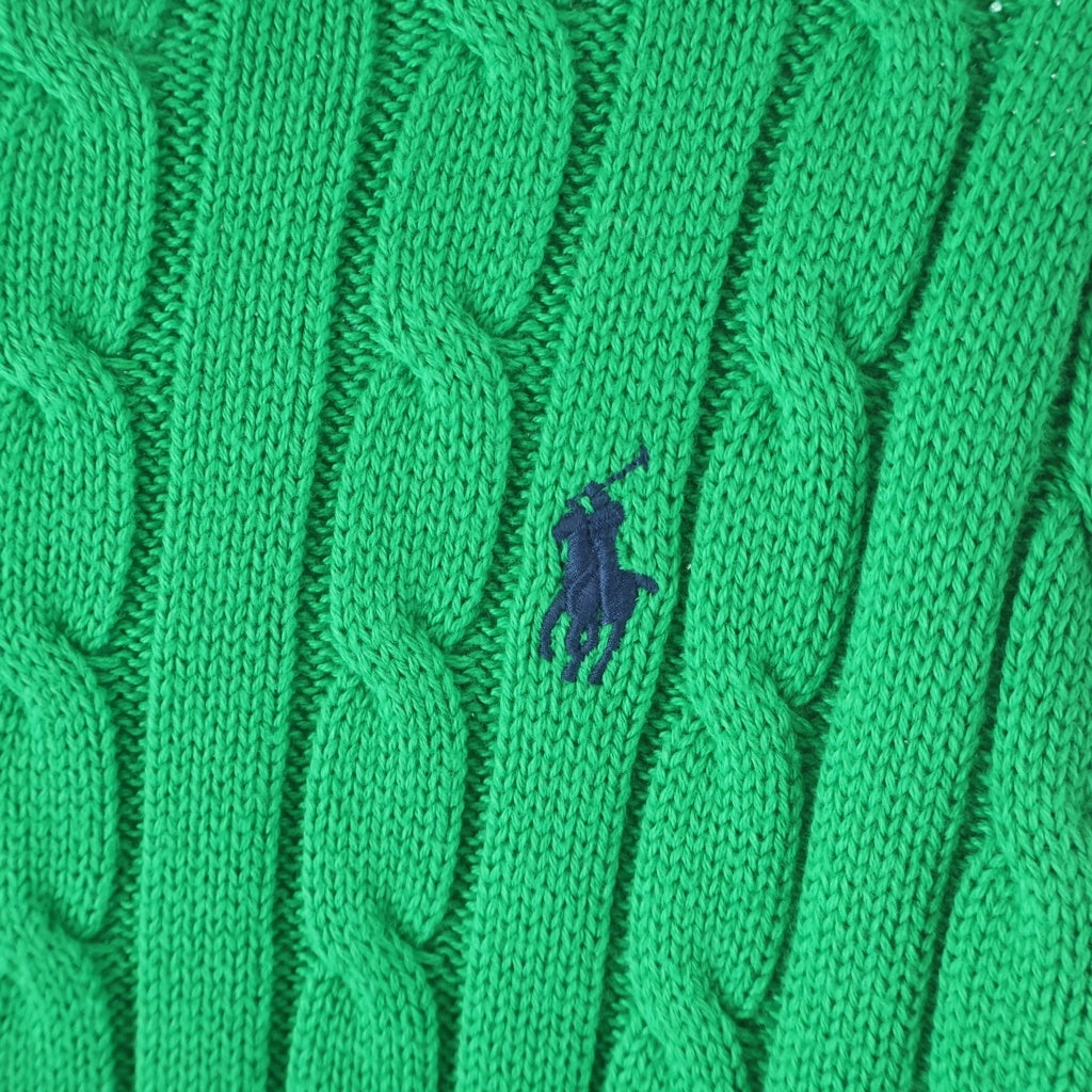 POLO RALPH LAUREN(ポロラルフローレン) ケーブル編みニット セーター ロゴ グリーン レディース