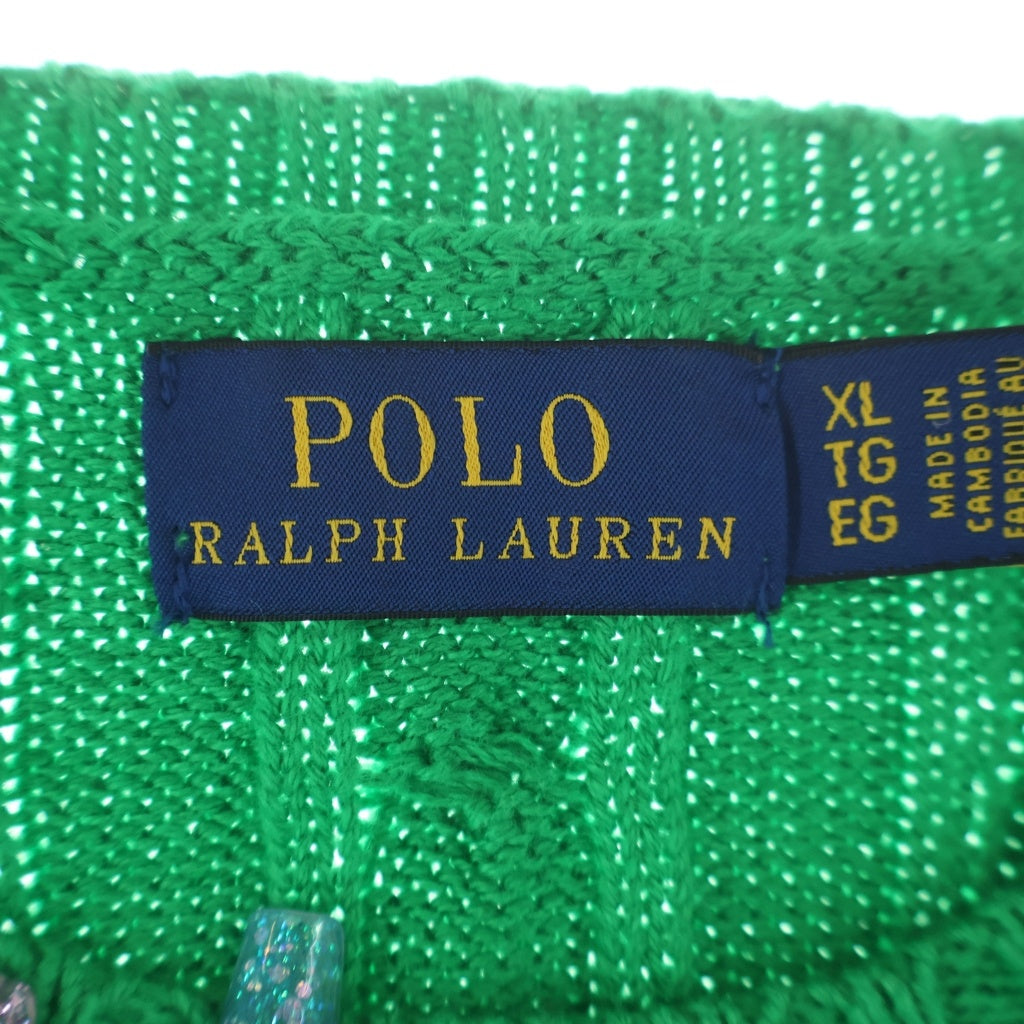 POLO RALPH LAUREN(ポロラルフローレン) ケーブル編みニット セーター ロゴ グリーン レディース