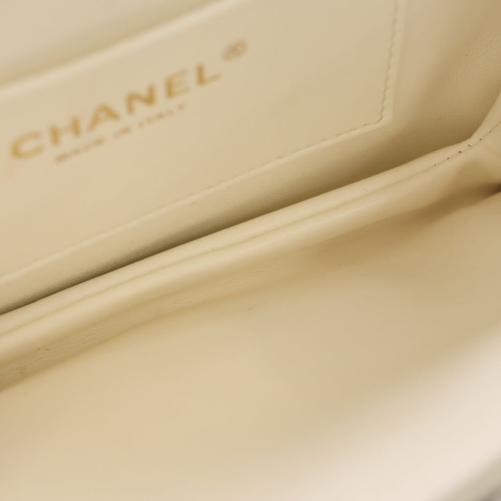 CHANEL(シャネル) マトラッセ トップハンドル ミニフラップバッグ ツイード ラムスキン ゴールド金具 チェーン ショルダーバッグ ホワイト/ブラック AS4284 レディース
