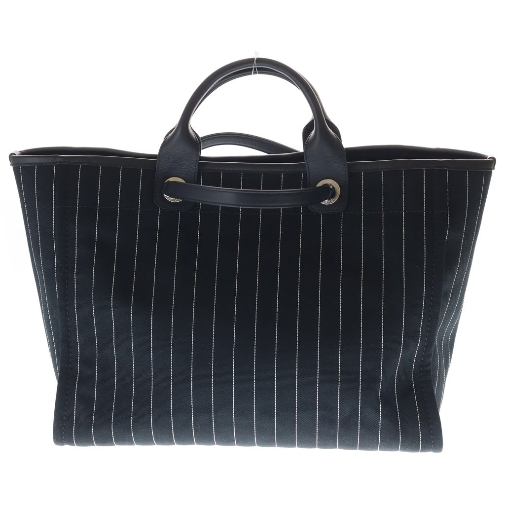 CHANEL(シャネル) ドーヴィルGM キャンバス×レザー シルバー金具 2WAY チェーン トートバッグ ハンドバッグ プレート ブラック A66941 レディース