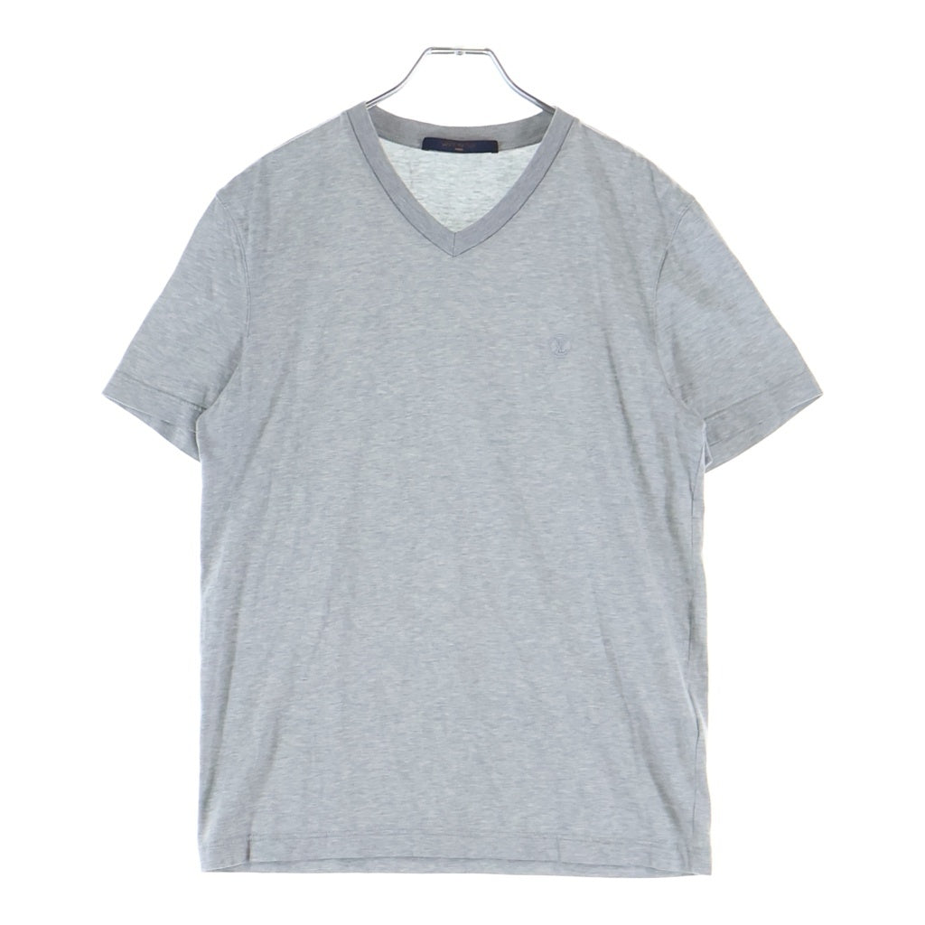 LOUIS VUITTON(ルイヴィトン) LVサークル ロゴ刺繍 半袖Tシャツ カットソー Vネック コットン グレー RM181Q JC8 HAY51W