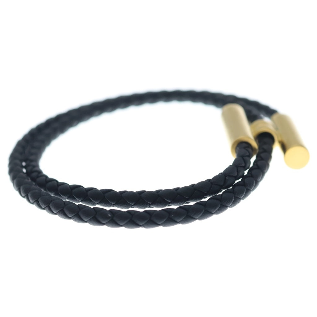 HERMES(エルメス) トゥルニ トレッセ Hロゴ レザー ゴールド金具 ブレスレット バングル ブラック レディース