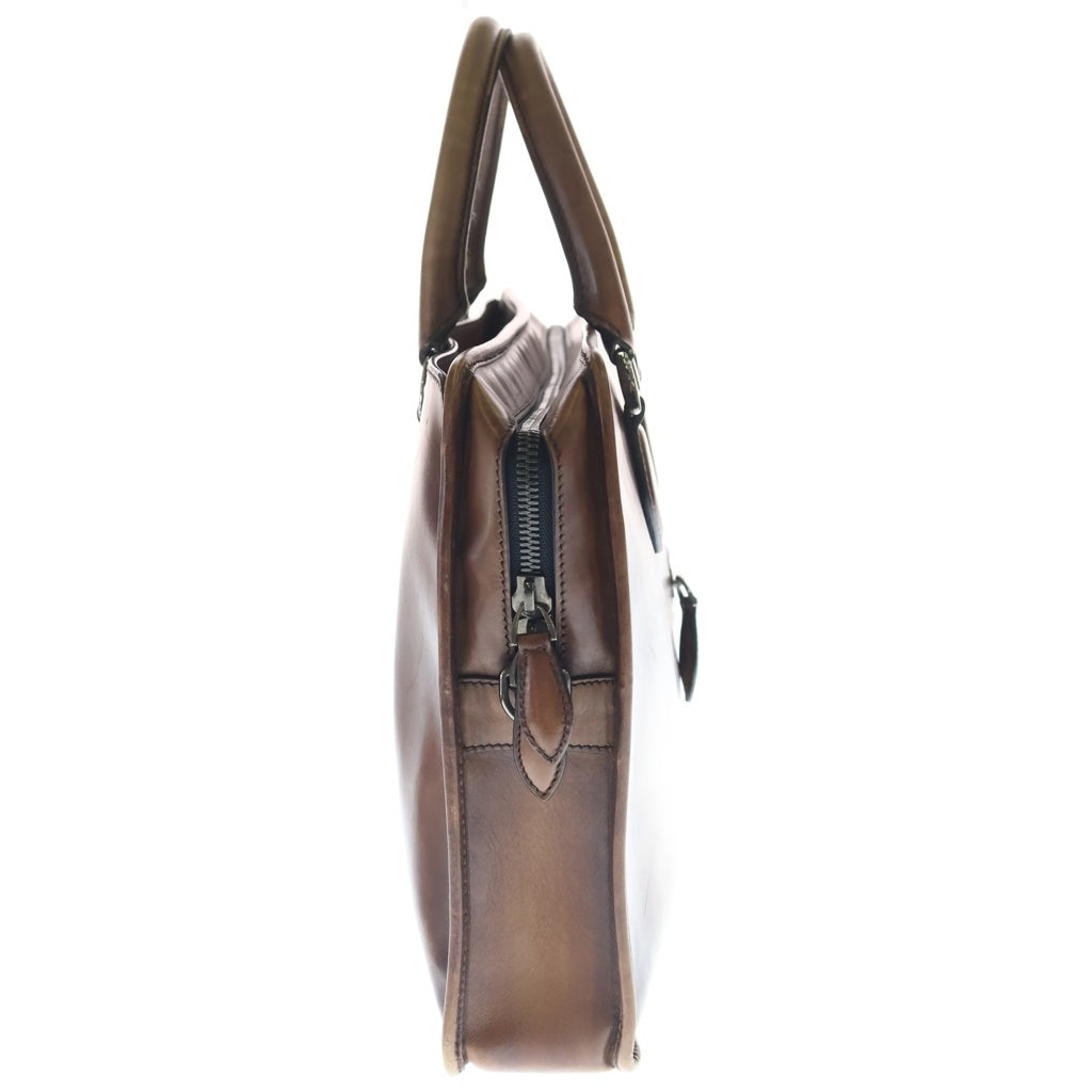 Berluti(ベルルッティ) カリグラフィ アンジュール 2WAYブリーフケース ショルダーバッグ ビジネスバッグ ハンドバッグ ブラウン レザー シルバー金具
