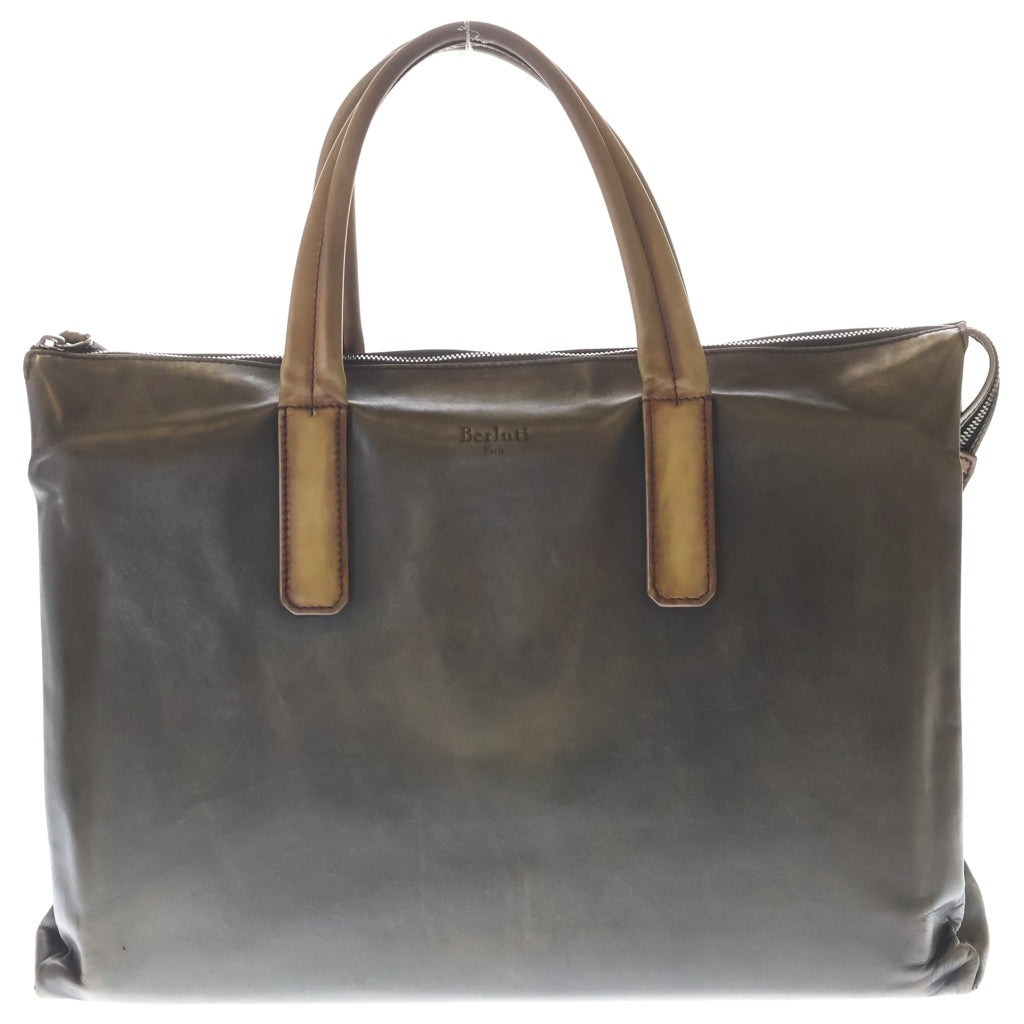 Berluti(ベルルッティ) パースペクティブ トートバッグ ハンドバッグ ブラウン カーキ レザー