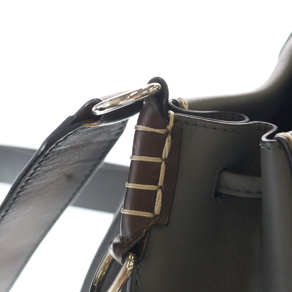 Berluti(ベルルッティ) ナムソス ショルダーバッグ グレー×ブラウン レザー シルバー金具 レディース