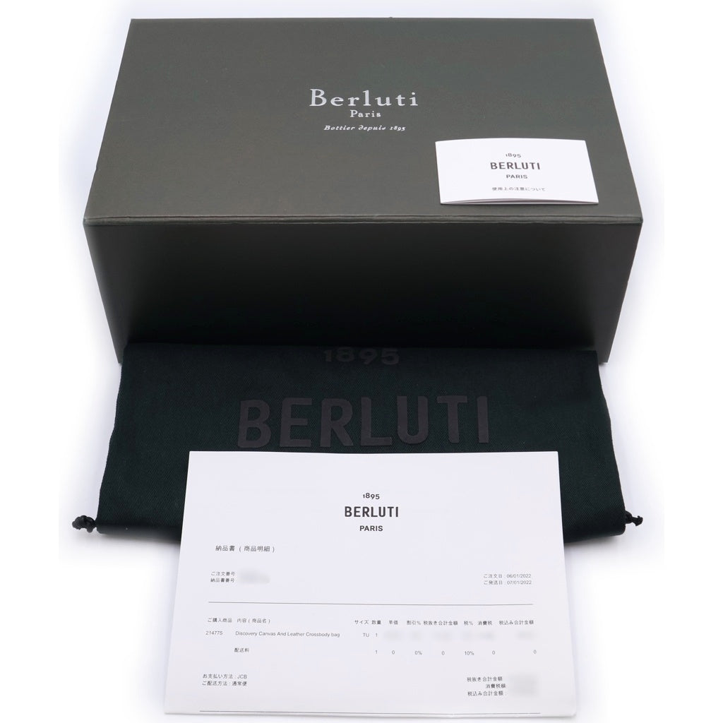 Berluti(ベルルッティ) ディスカバリー ボディバッグ ウエストバッグ ショルダーバッグ ブラック×ブラウン レザー シルバー金具 レディース