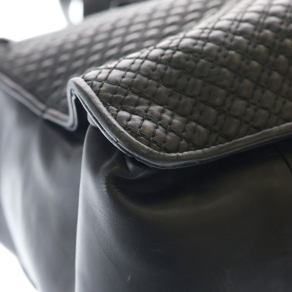 BOTTEGA VENETA(ボッテガヴェネタ) イントレチャート レザー トートバッグ ハンドバッグ ブラック