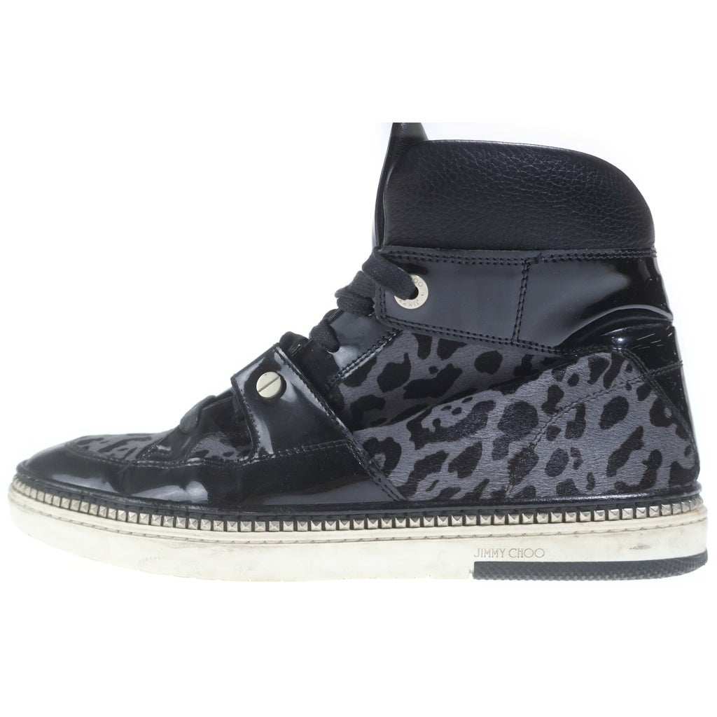 JIMMY CHOO(ジミーチュウ) レオパード柄ハイカットスニーカー ブラック #42