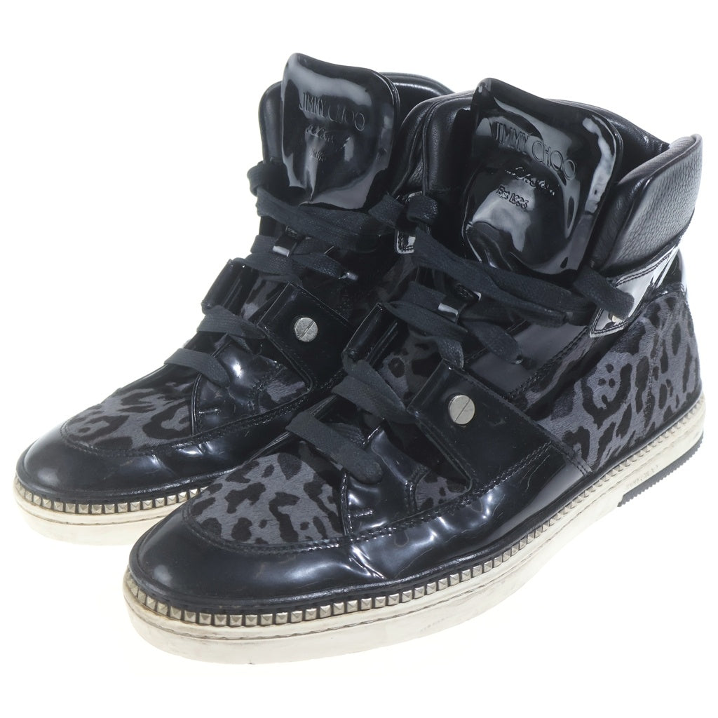JIMMY CHOO(ジミーチュウ) レオパード柄ハイカットスニーカー ブラック #42