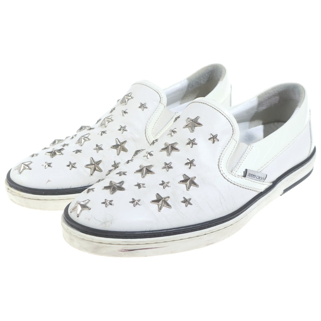 JIMMY CHOO(ジミーチュウ) スタースタッズスリッポン フラットシューズ ホワイト レザー #42