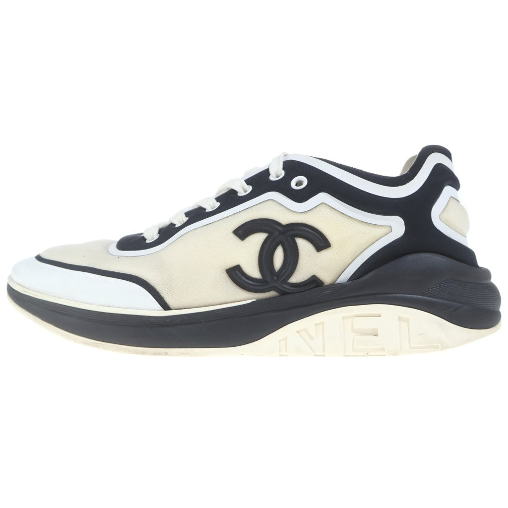 CHANEL(シャネル) ココマーク ファブリックローカットスニーカー ブラック×アイボリー #42