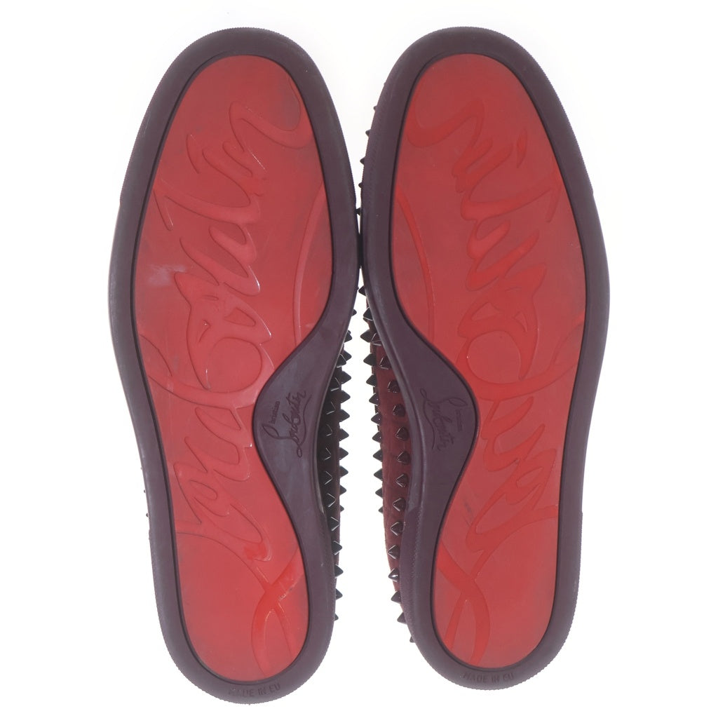 CHRISTIAN LOUBOUTIN(クリスチャンルブタン) クロコ型押し風スタッズ スエードスリッポン ボルドー #41 1/2