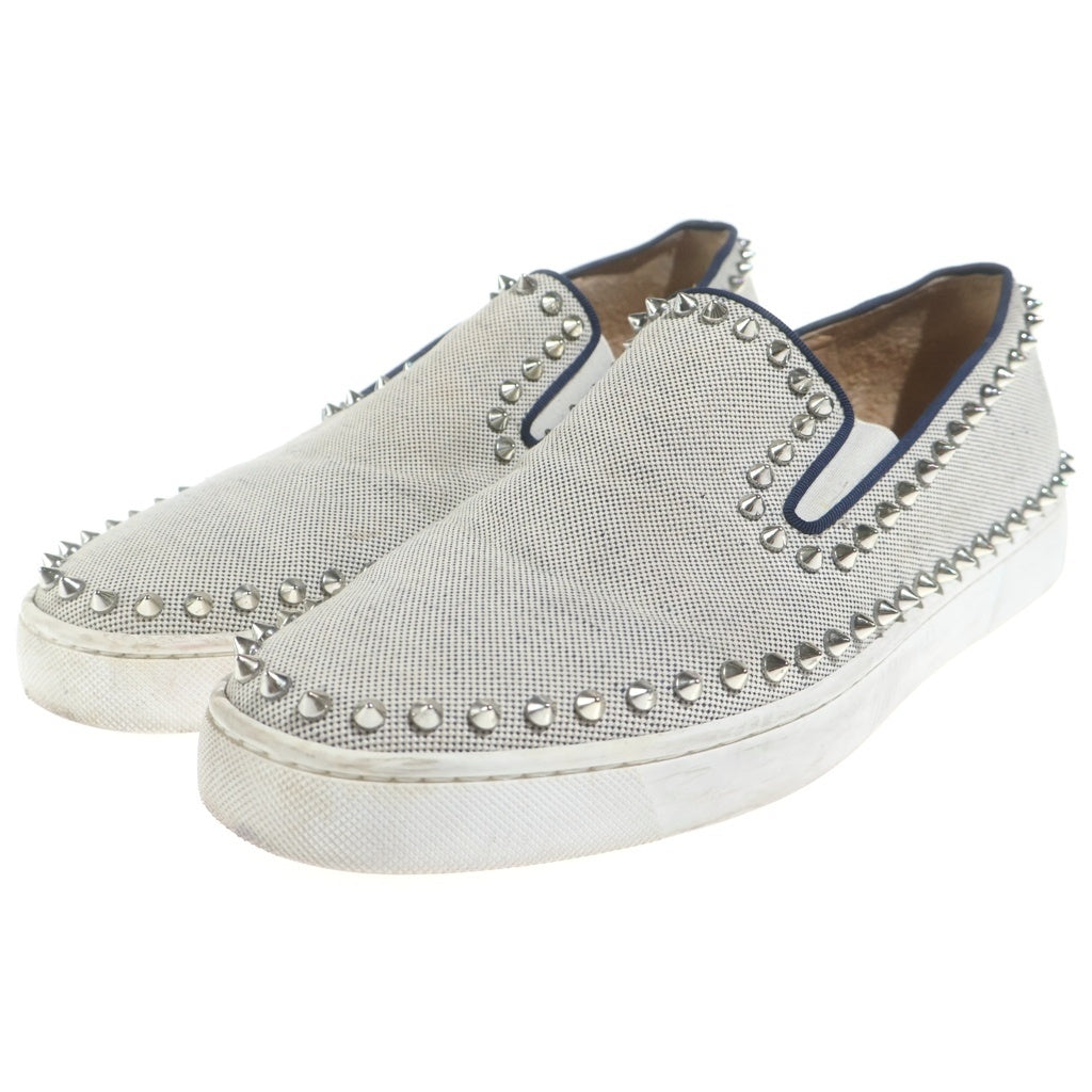 CHRISTIAN LOUBOUTIN(クリスチャンルブタン) ピックボート スタッズ フラットスリッポン アイボリー キャンバス #41 1/2